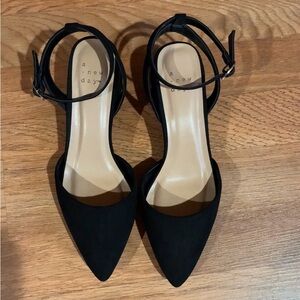 a new day Black Pointed-Toe Ankle-Strap Heels